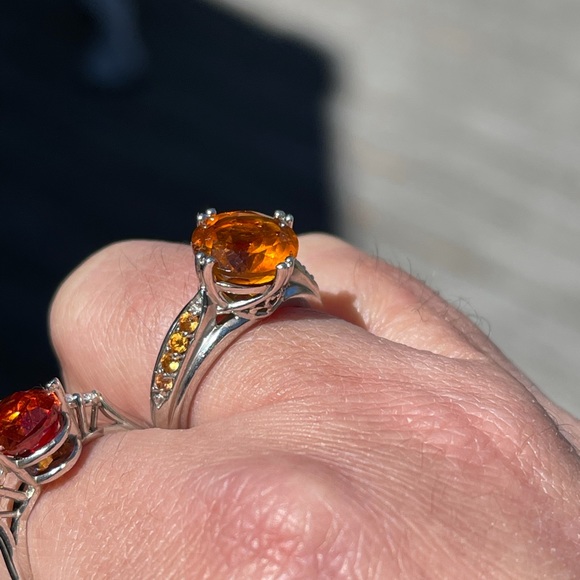💕💕Mederia citrine and orange sapphires ring - Picture 5 of 16